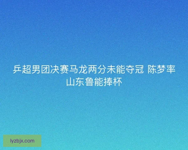 乒超男团决赛马龙两分未能夺冠 陈梦率山东鲁能捧杯 乒超男团决赛马龙两分未能夺冠 陈梦率山东鲁能捧杯