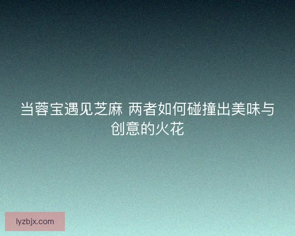 当蓉宝遇见芝麻 两者如何碰撞出美味与创意的火花